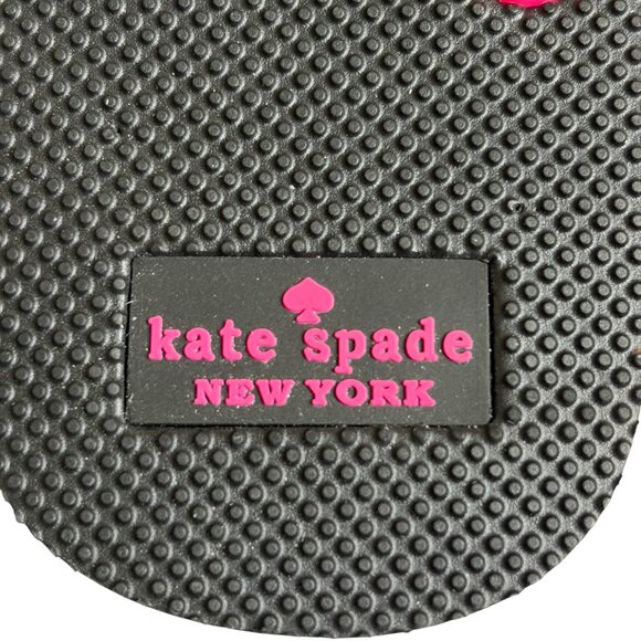 NWT Kate Spade Gulabi Pink Black & White Polka Dot Flip Flops - Size 9 - Picture 6 of 8